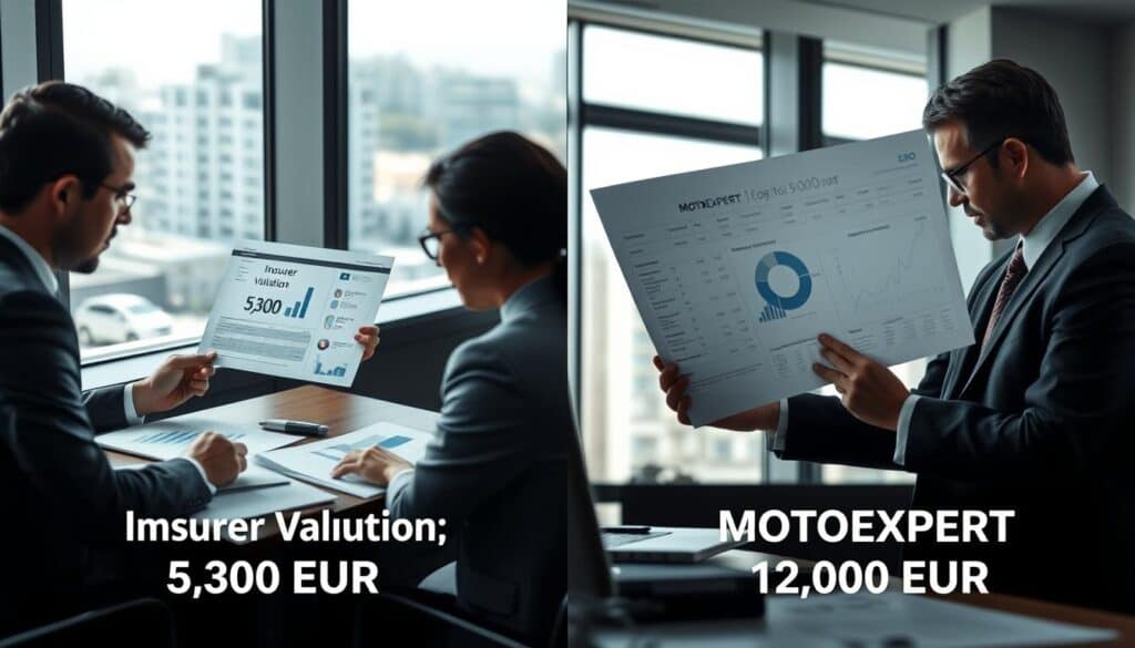 Ubezpieczyciel 5 300 EUR, a rzeczoznawca MOTOEXPERT 12 000 EUR