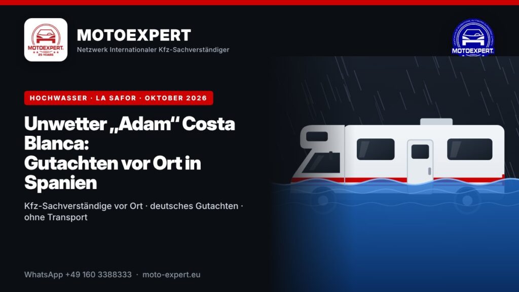Hochwasser Costa Blanca – MOTOEXPERT Kfz-Sachverständige vor Ort in Spanien