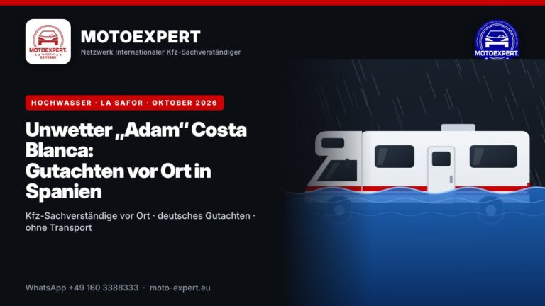 Hochwasser Costa Blanca – MOTOEXPERT Kfz-Sachverständige vor Ort in Spanien
