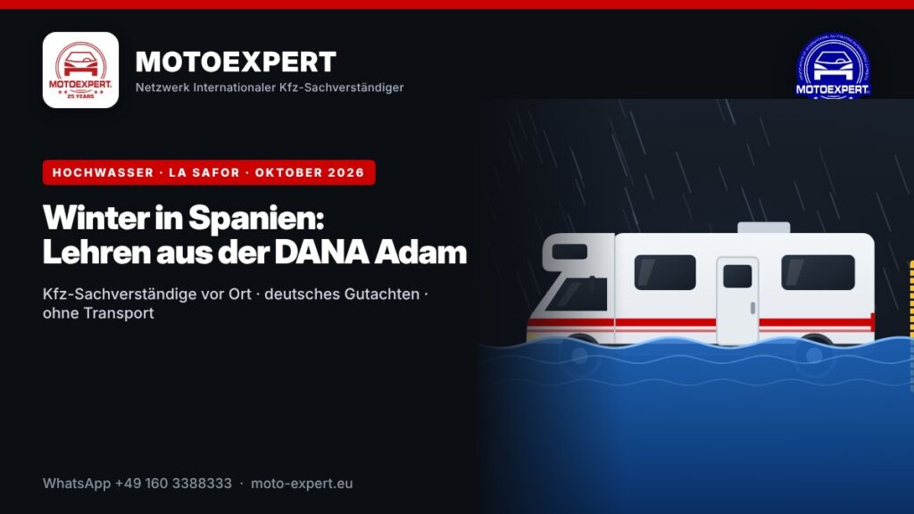 Hochwasser Costa Blanca – MOTOEXPERT Kfz-Sachverständige vor Ort in Spanien